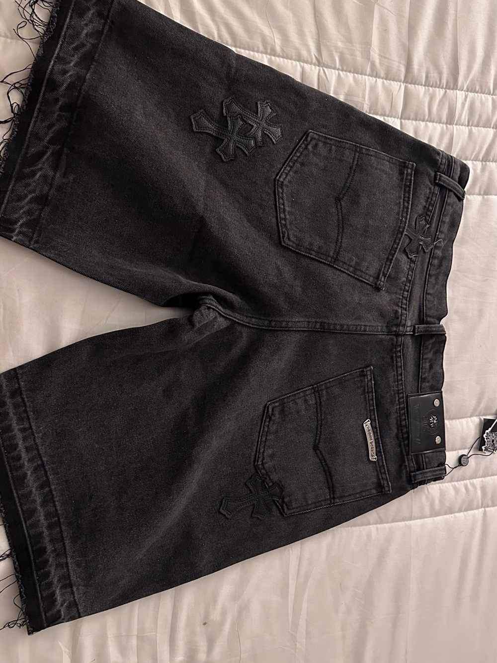 Chrome Hearts Black Relaxed Denim Shorts with Cross Appliqué